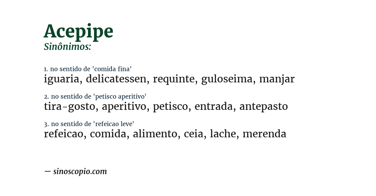 Sinônimo de acepipe