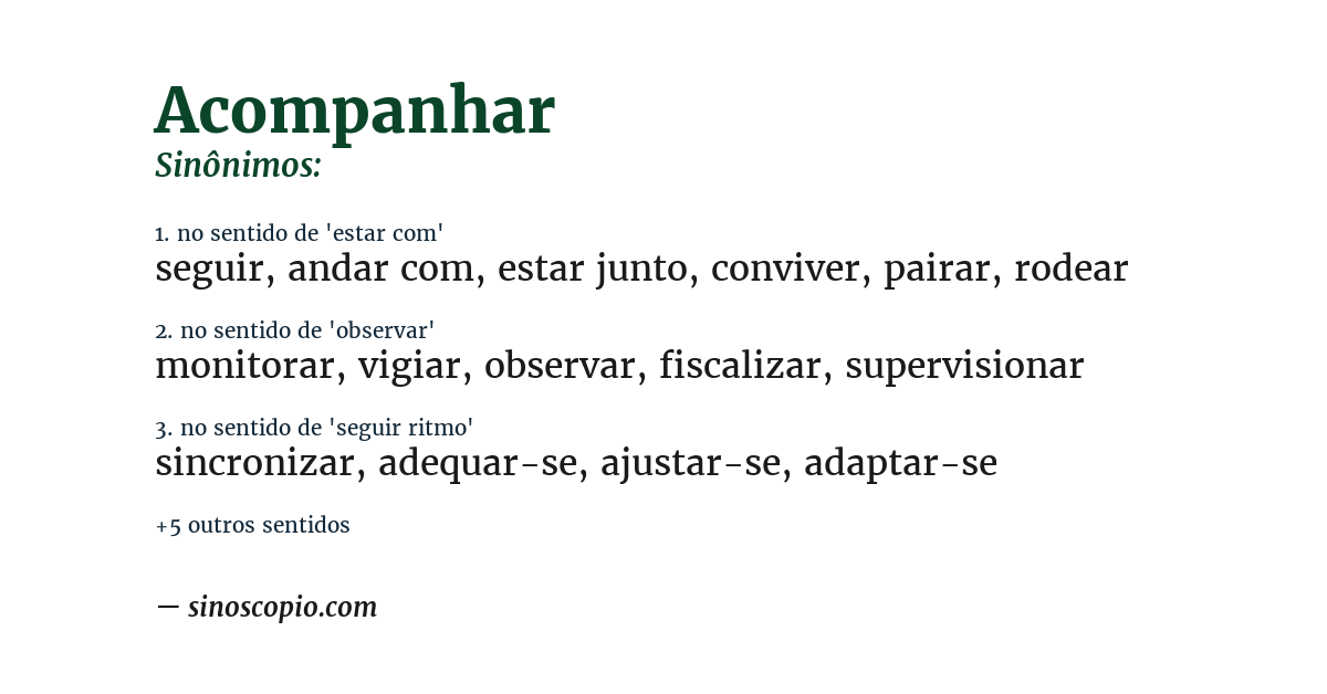 Sinônimo de acompanhar