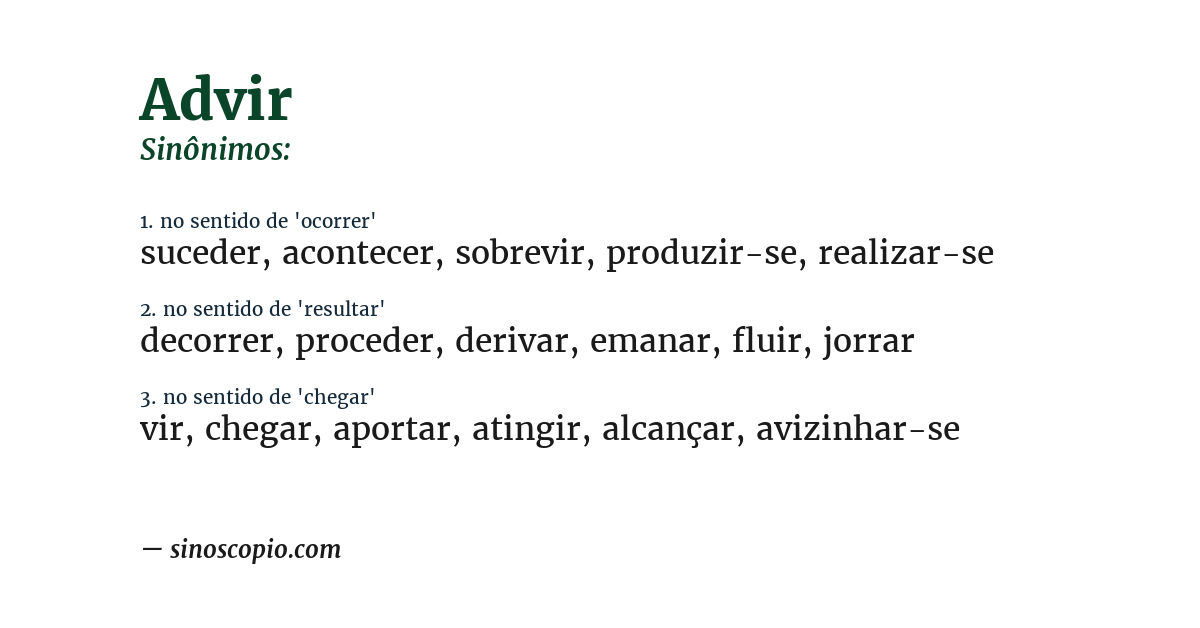 Sinônimo de advir