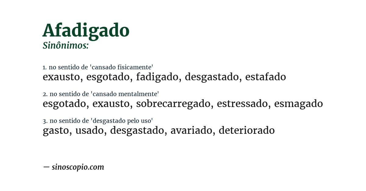 Sinônimo de afadigado