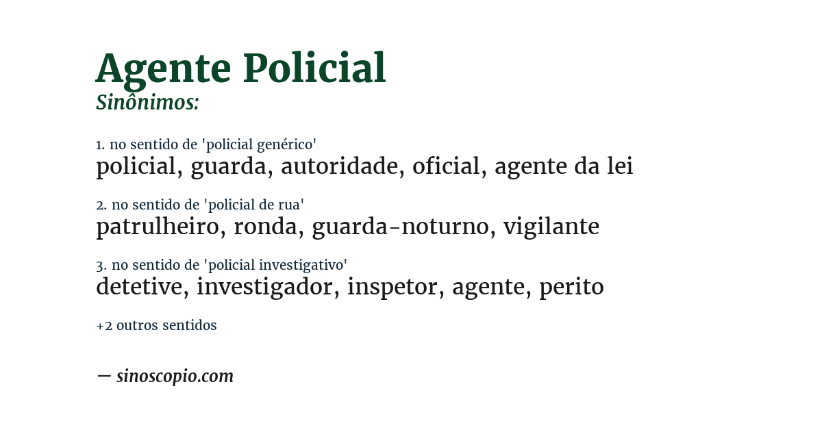 Sinônimo de agente policial