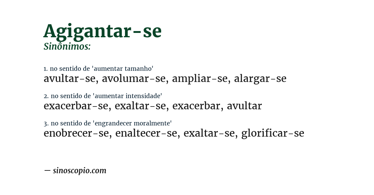 Sinônimo de agigantar-se