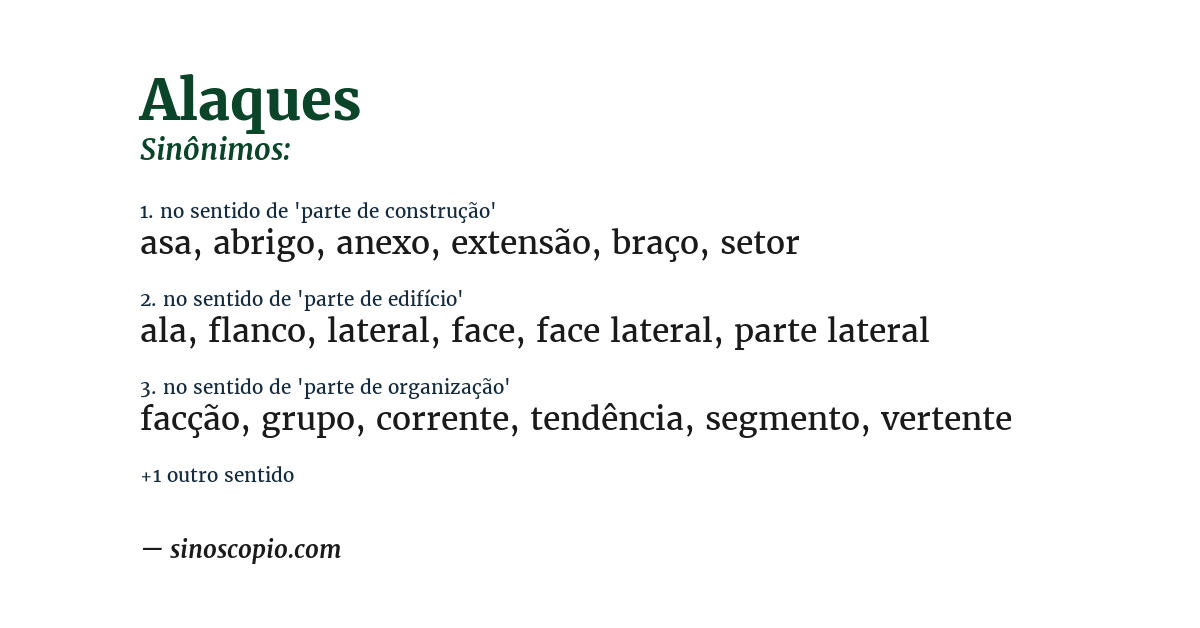 Sinônimo de alaques