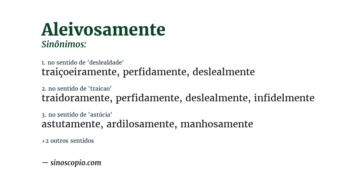 Sinônimo de aleivosamente