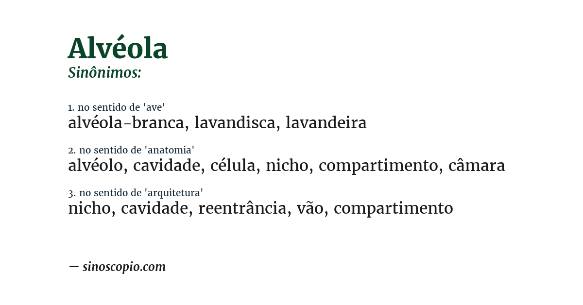 Sinônimo de alvéola