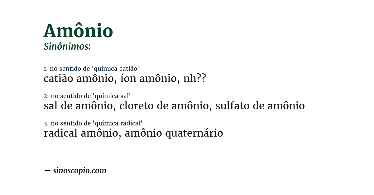 Sinônimo de amônio