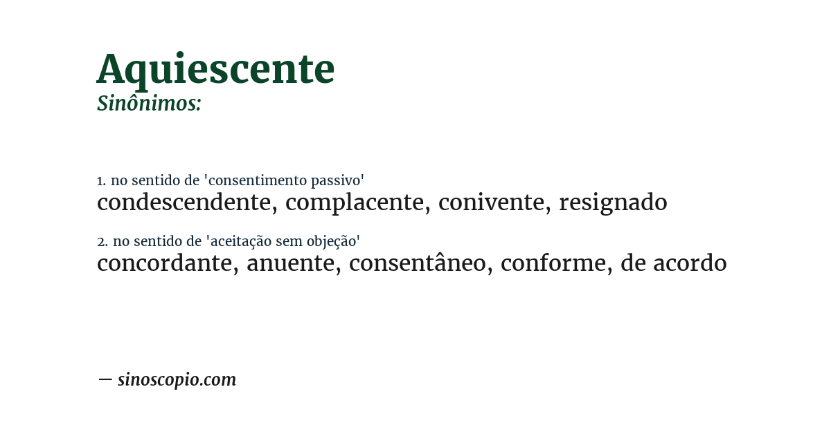 Sinônimo de aquiescente