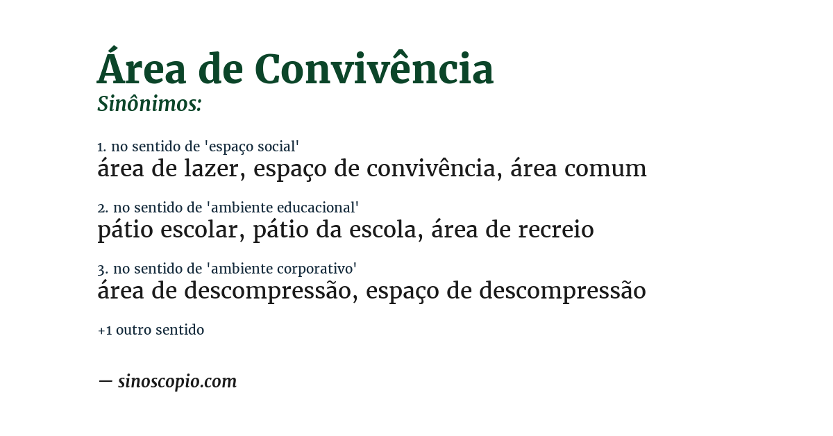 Sinônimo de área de convivência