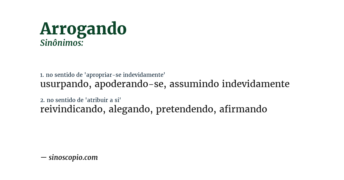 Sinônimo de arrogando