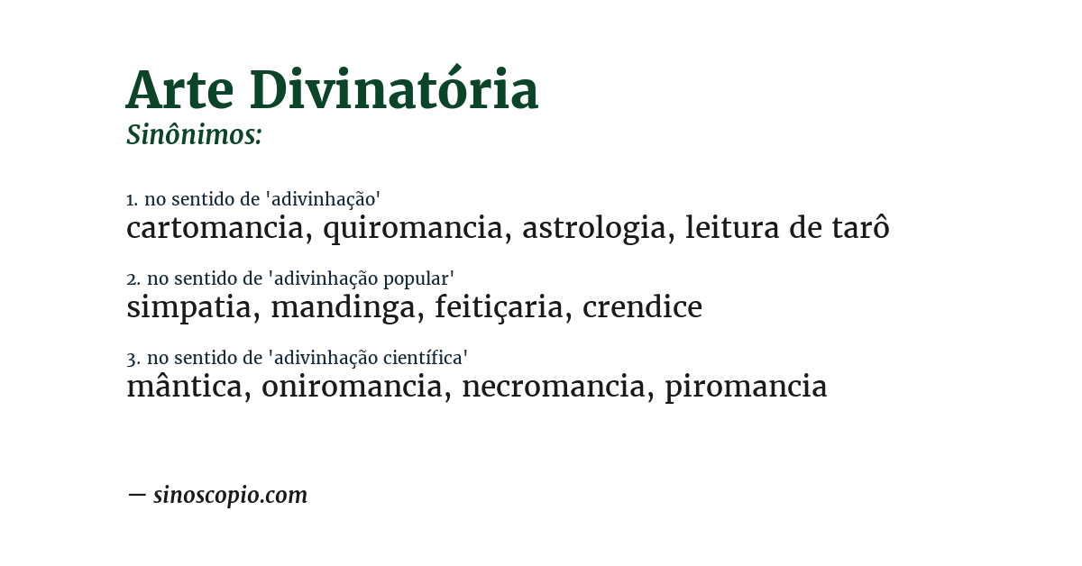 Sinônimo de arte divinatória