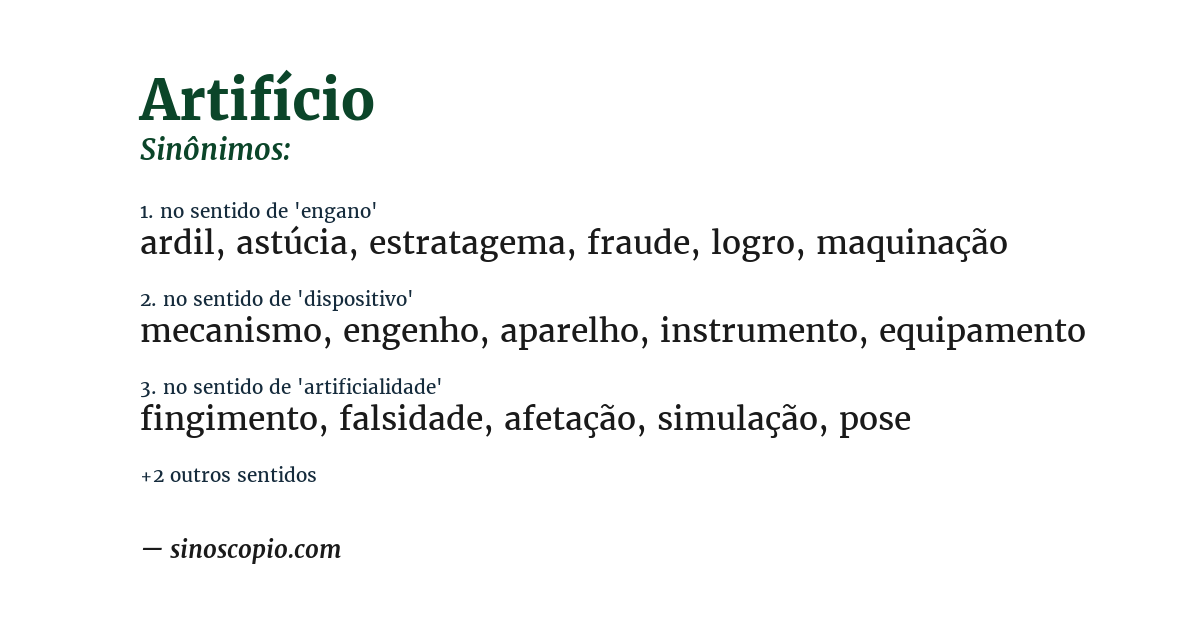 Sinônimo de artifício