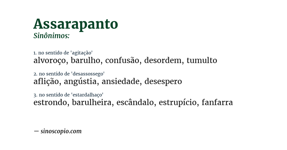 Sinônimo de assarapanto