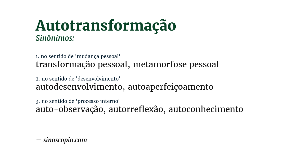 Sinônimo de autotransformação