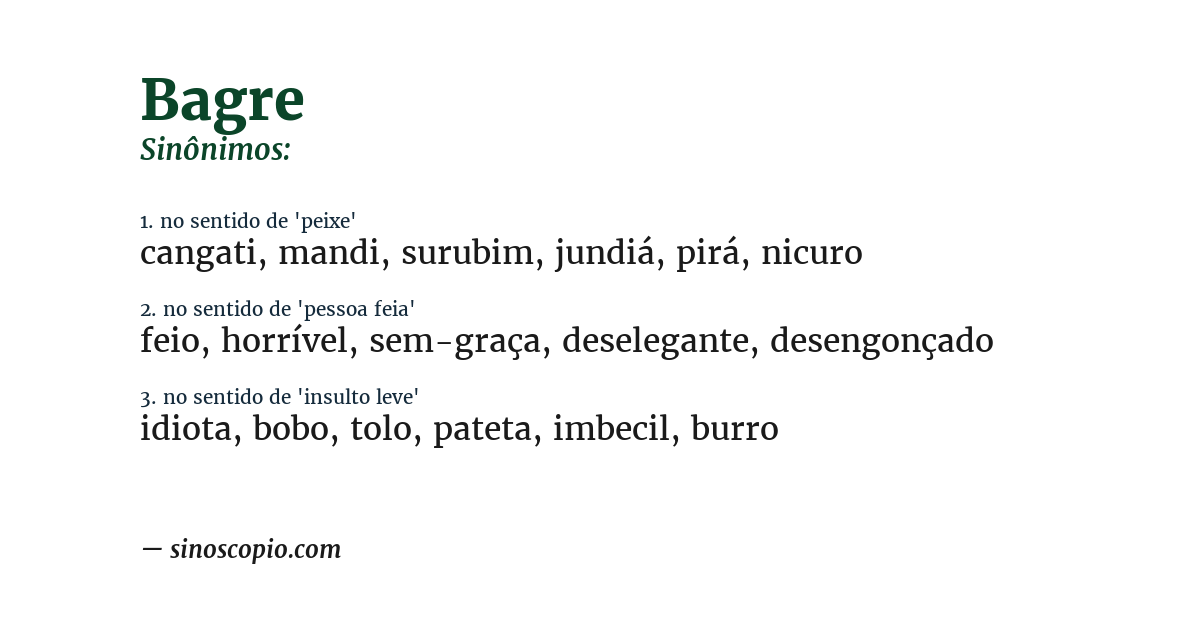 Sinônimo de bagre