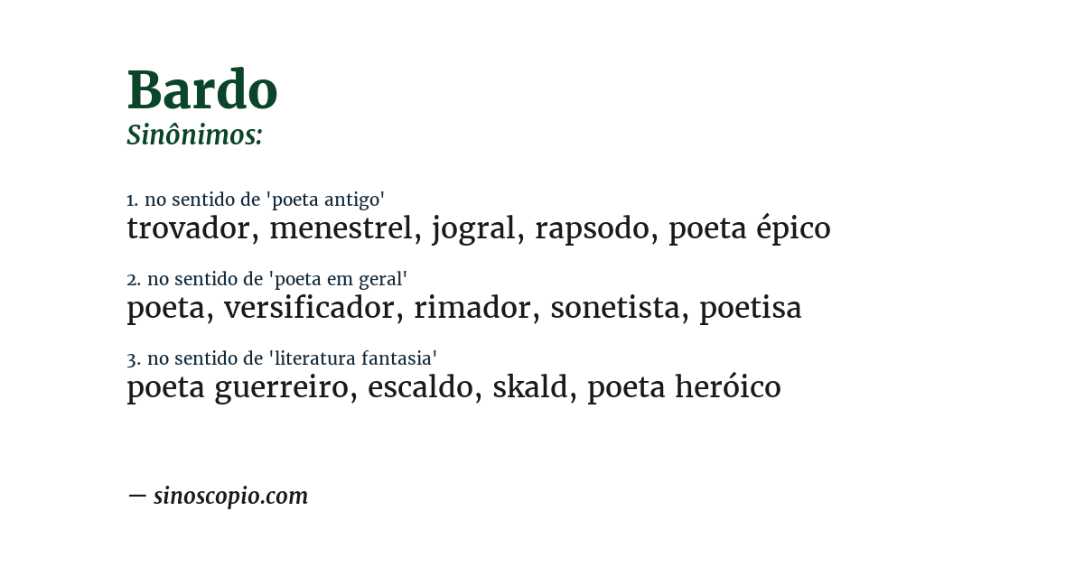 Sinônimo de bardo