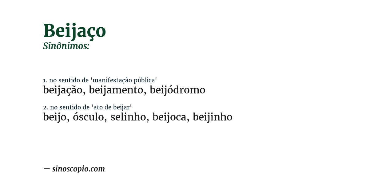 Sinônimo de beijaço