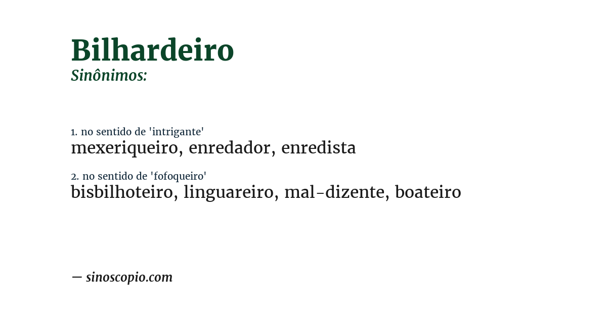 Sinônimo de bilhardeiro