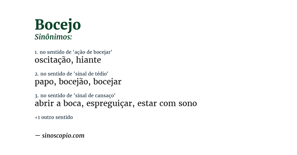 Sinônimo de bocejo