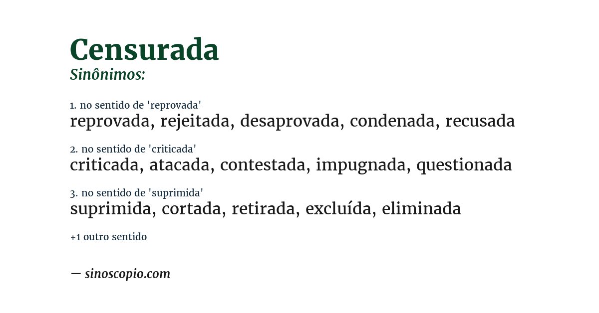 Sinônimo de censurada