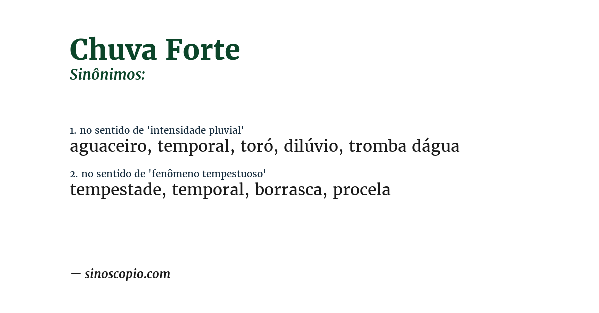 Sinônimo de chuva forte