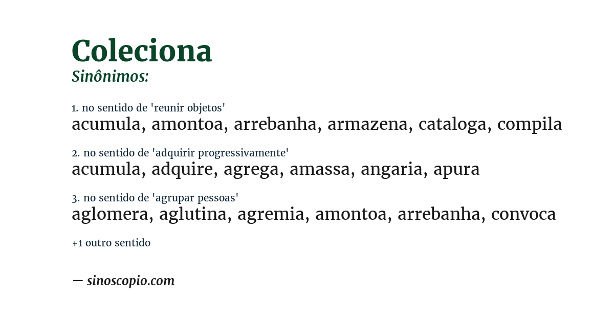 Sinônimo de coleciona