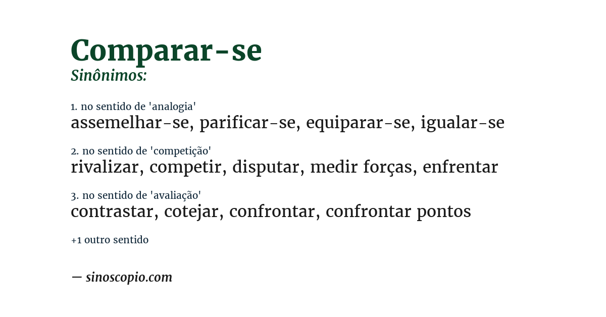 Sinônimo de comparar-se
