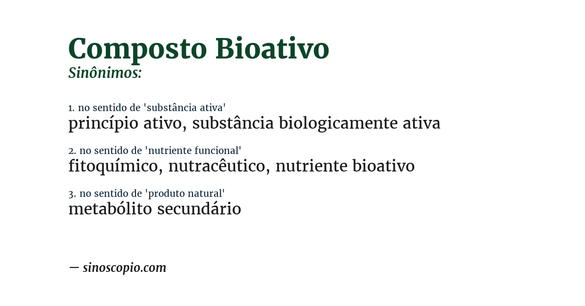Sinônimo de composto bioativo