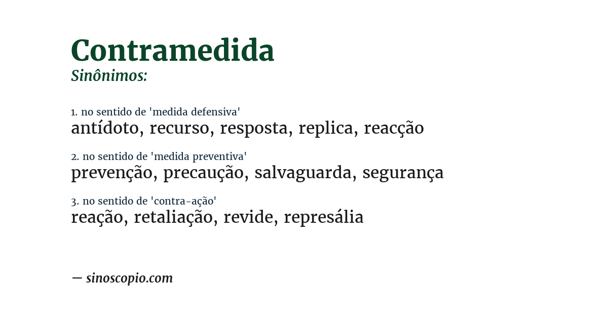 Sinônimo de contramedida