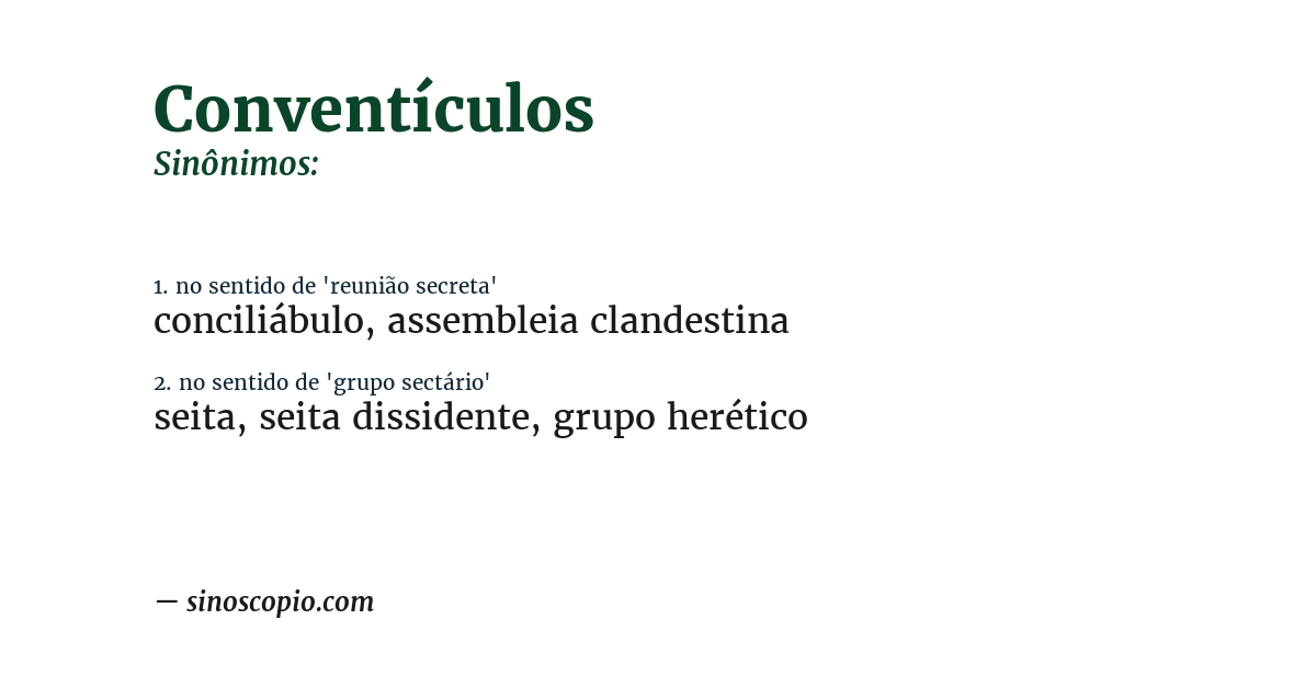 Sinônimo de conventículos