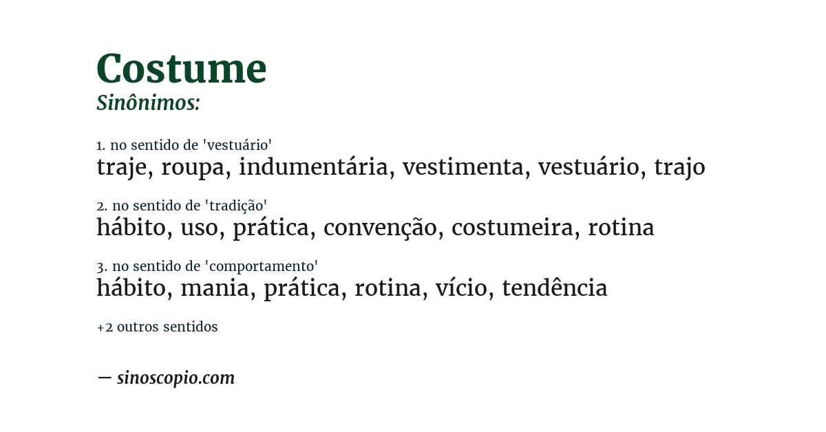 Sinônimo de costume