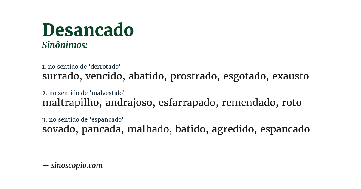 Sinônimo de desancado