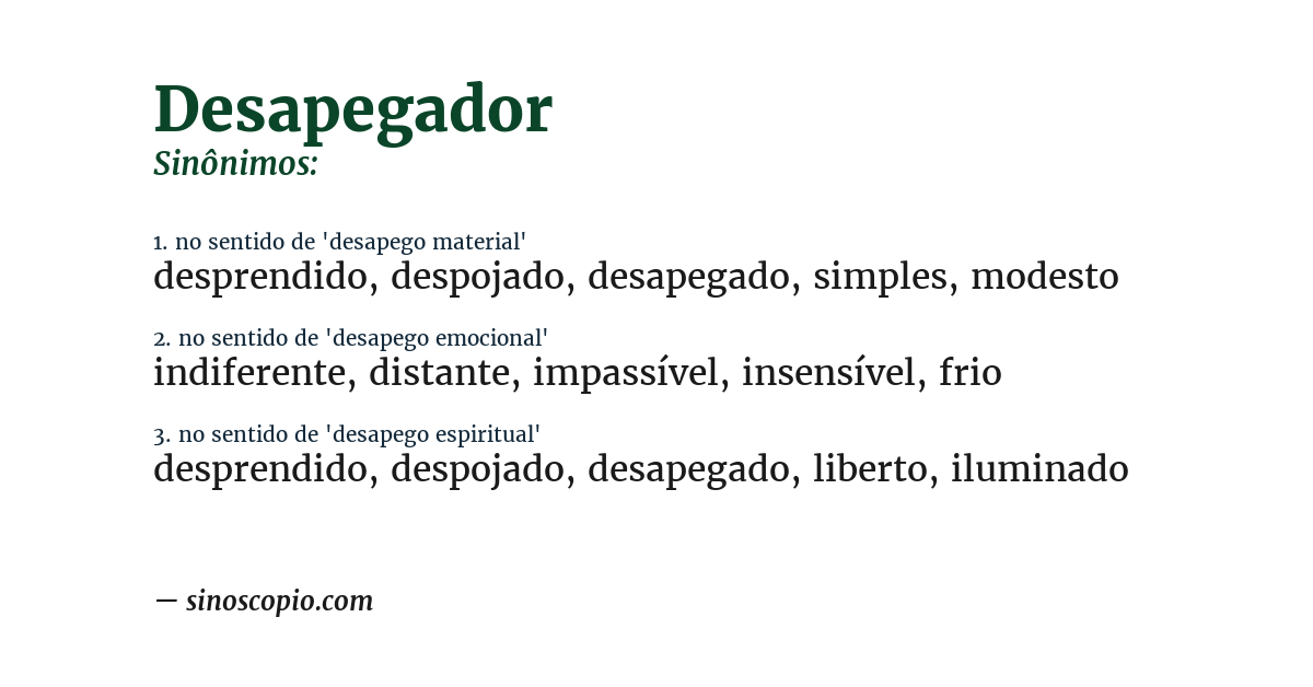 Sinônimo de desapegador