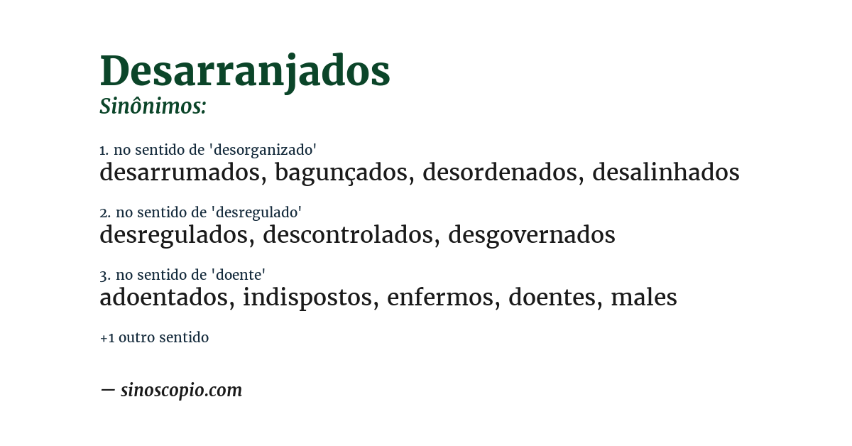Sinônimo de desarranjados