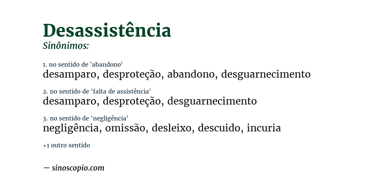 Sinônimo de desassistência