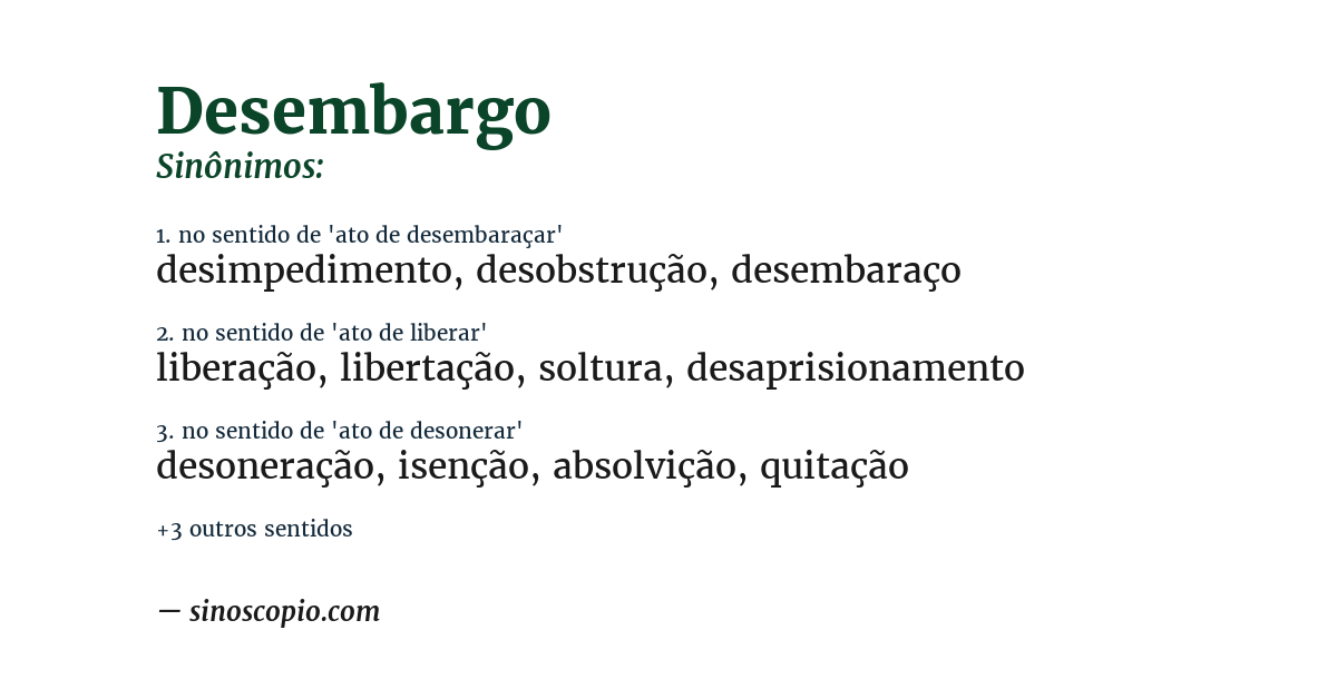 Sinônimo de desembargo