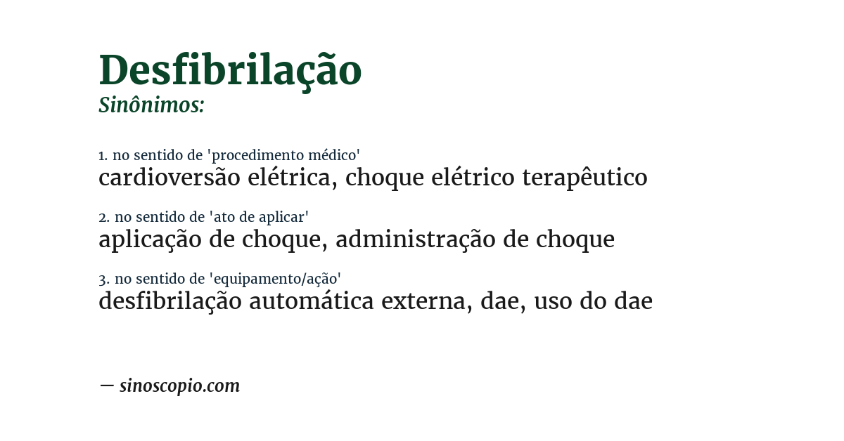 Sinônimo de desfibrilação