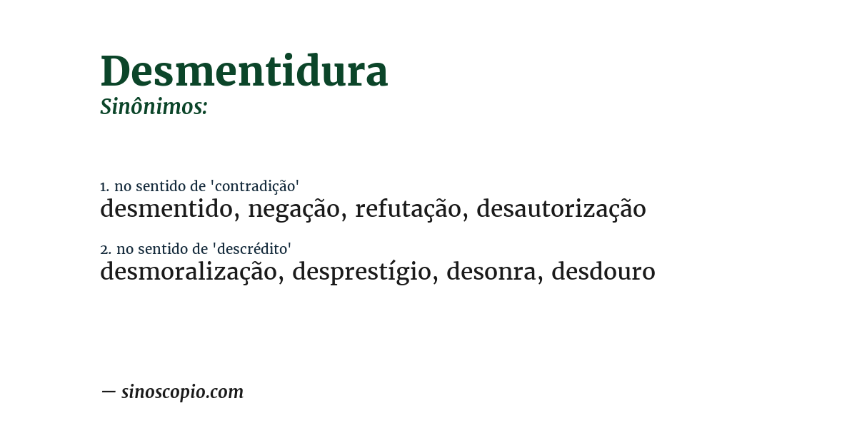 Sinônimo de desmentidura