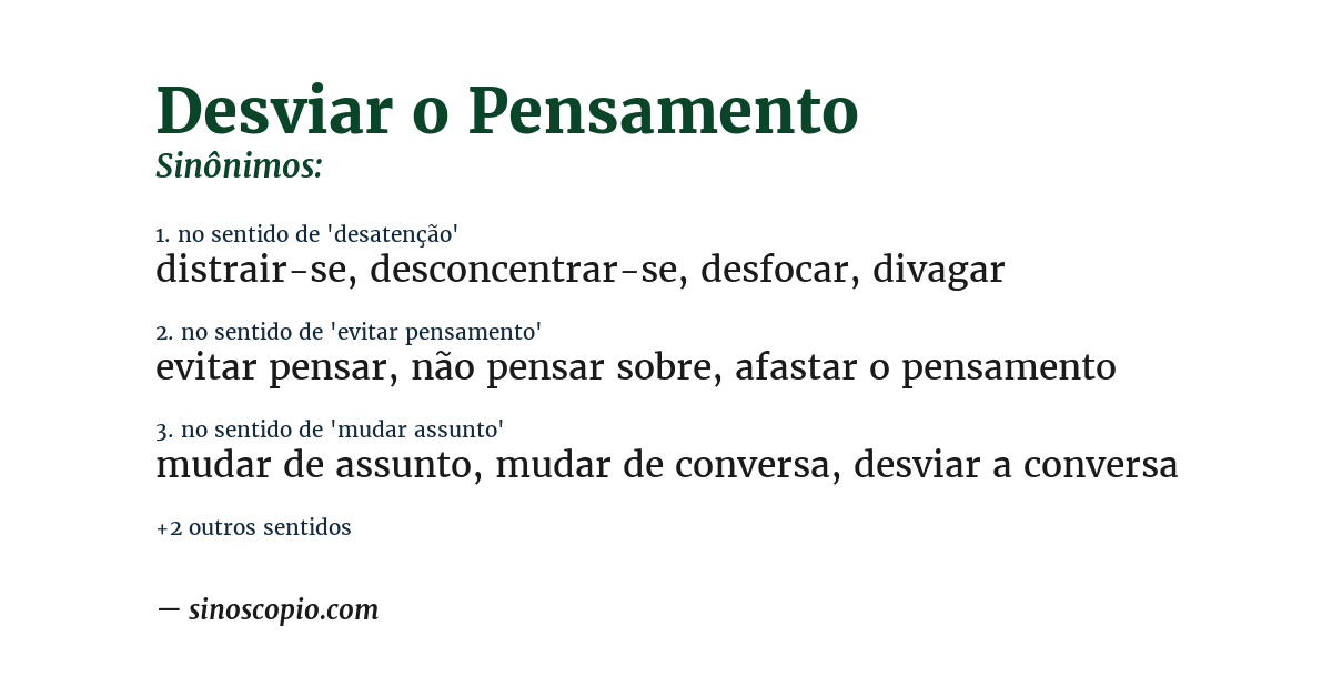 Sinônimo de desviar o pensamento