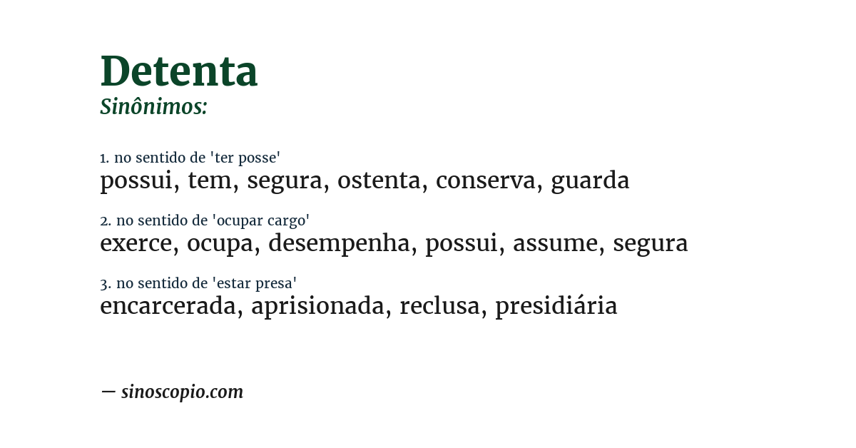 Sinônimo de detenta