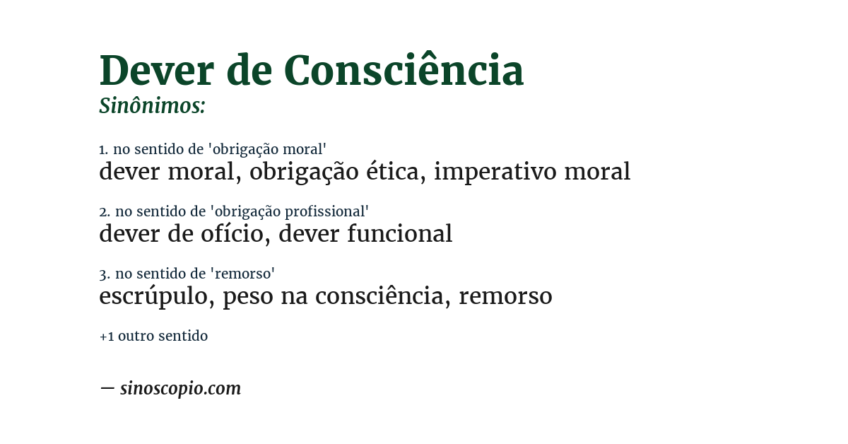 Sinônimo de dever de consciência