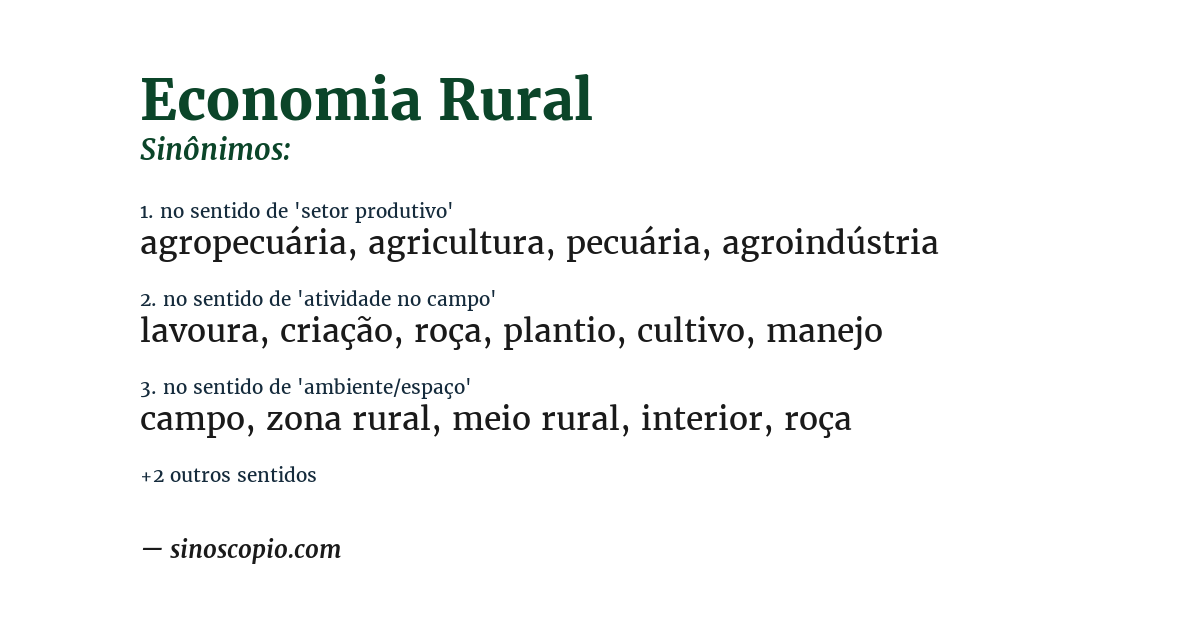 Sinônimo de economia rural