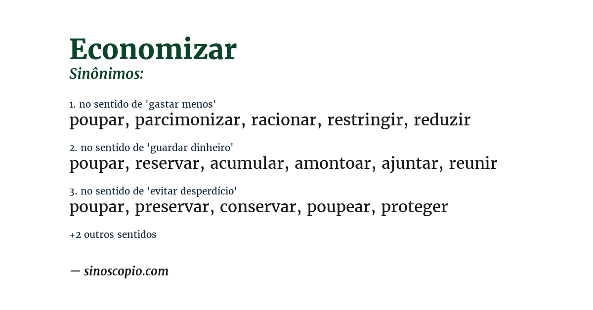 Sinônimo de economizar
