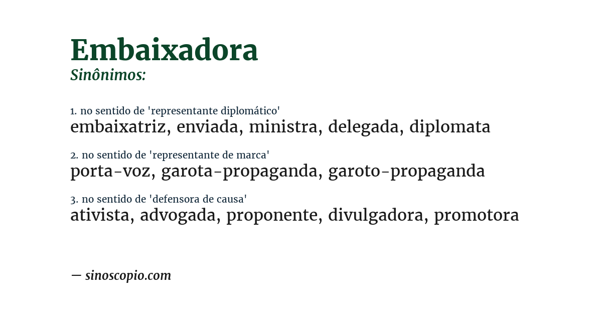 Sinônimo de embaixadora