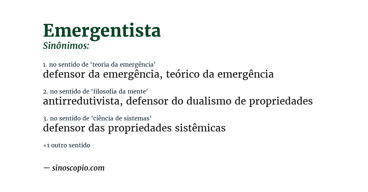 Sinônimo de emergentista