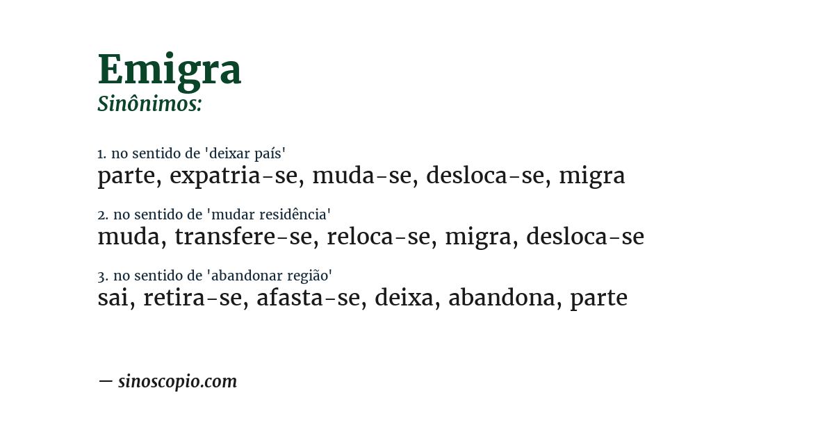 Sinônimo de emigra
