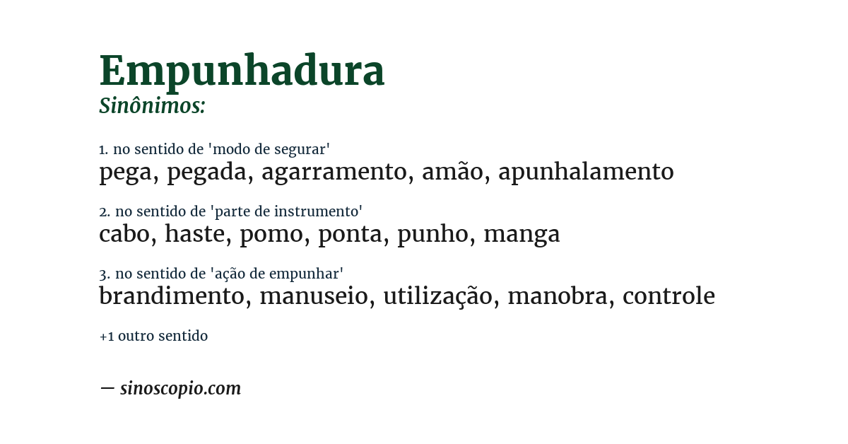 Sinônimo de empunhadura