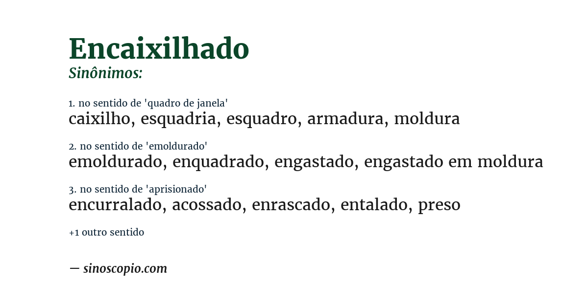 Sinônimo de encaixilhado