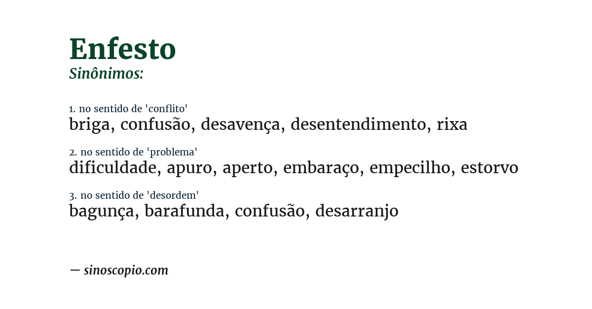 Sinônimo de enfesto