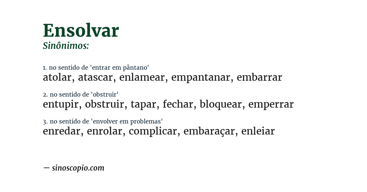 Sinônimo de ensolvar