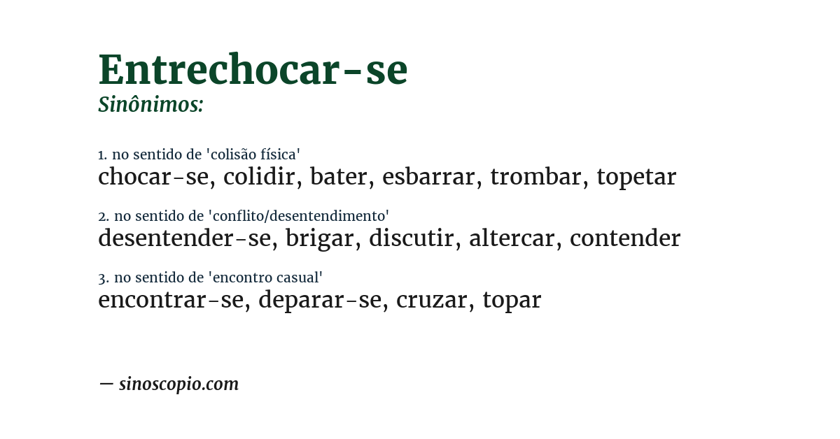 Sinônimo de entrechocar-se